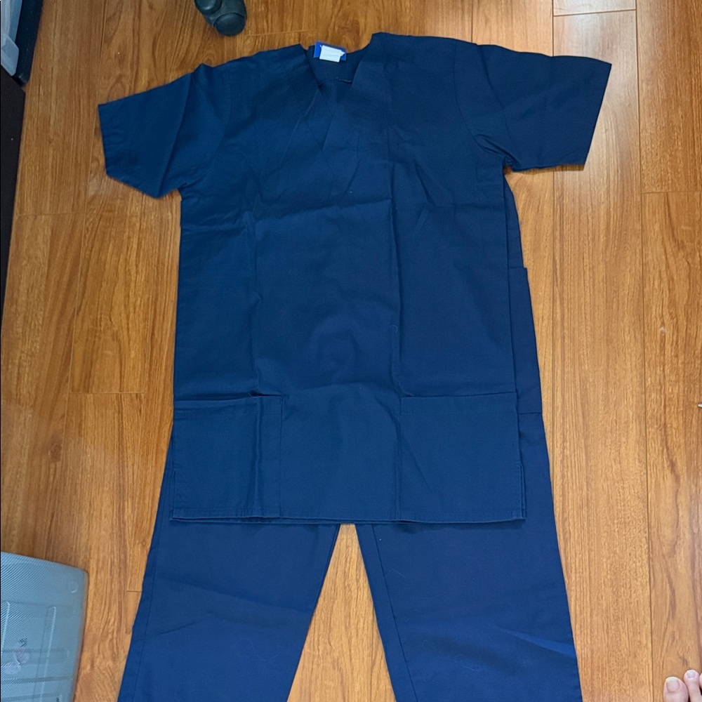 Navy Blue Scrub Set XS top, small bottom